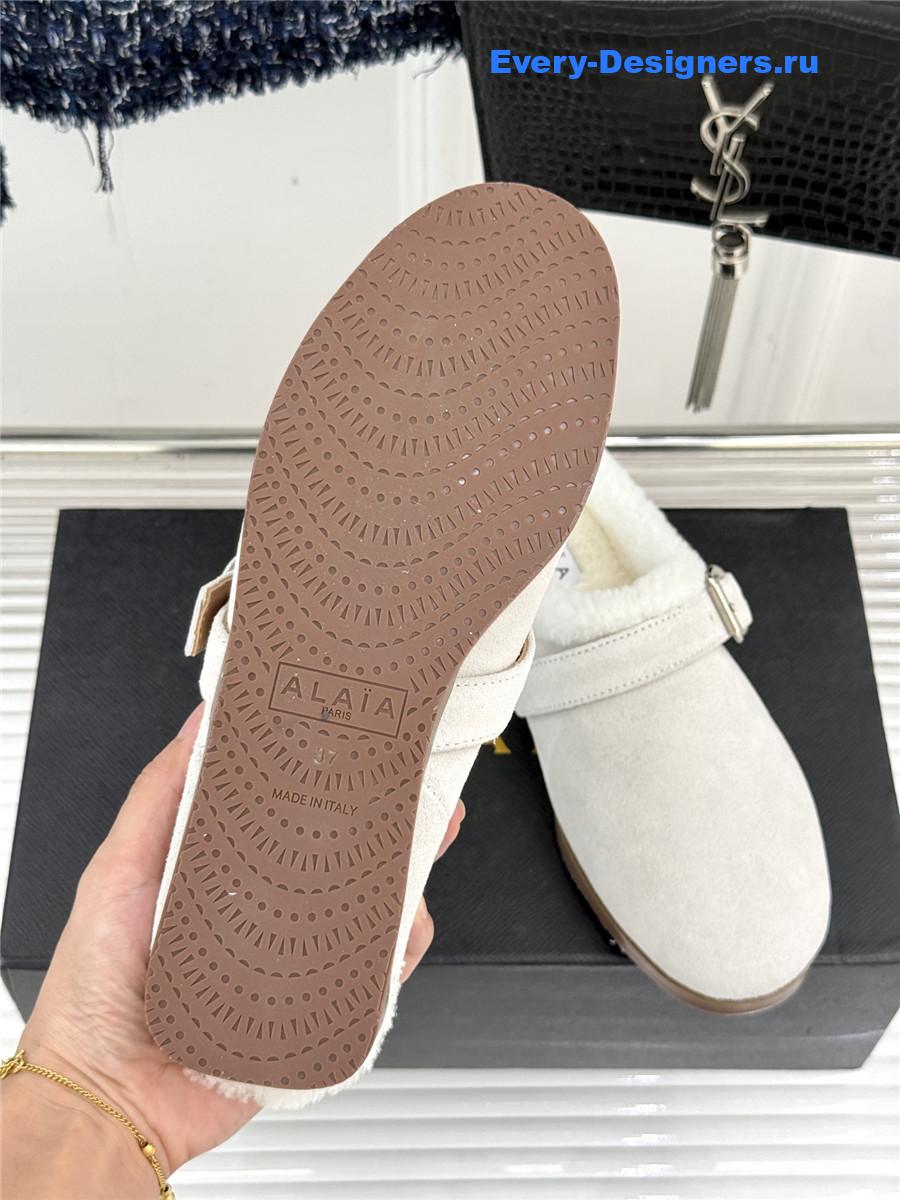 Alaia White Chrystie Shearling Mule