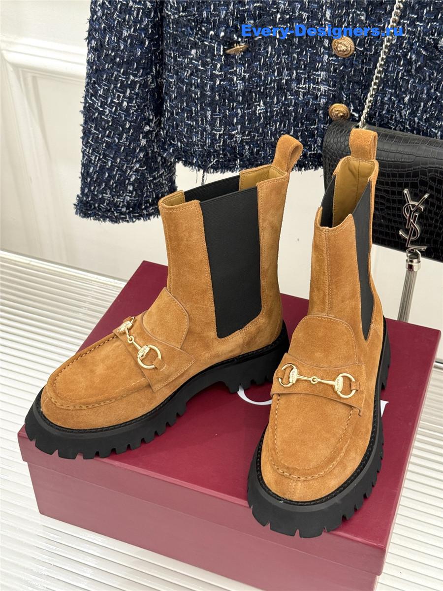 Gvc*1 brown horsebit suede ankle boots