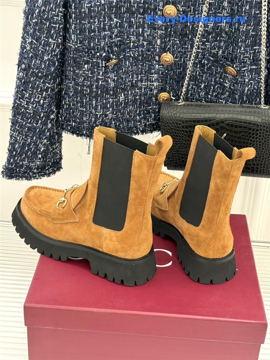 Gvc*1 brown horsebit suede ankle boots