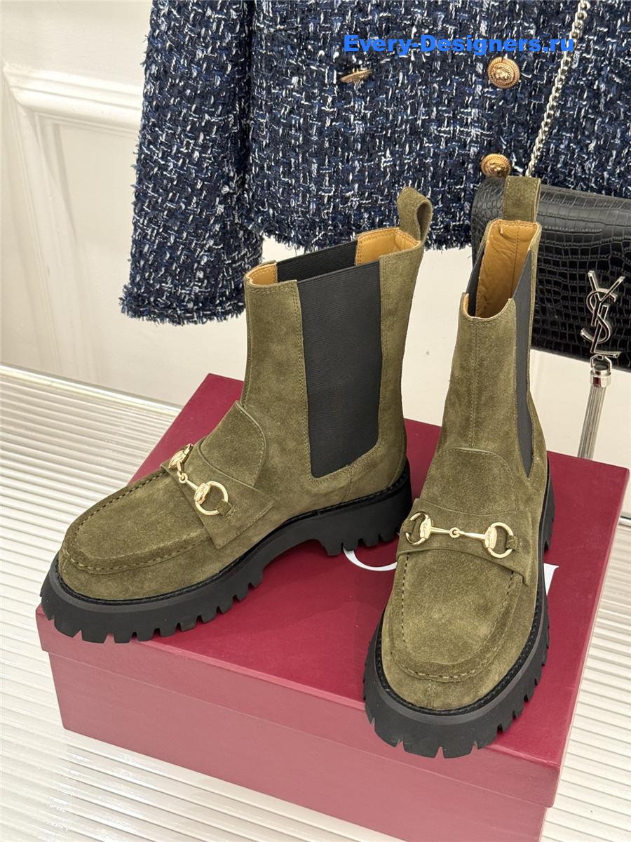 Gvc*1 green horsebit suede ankle boots