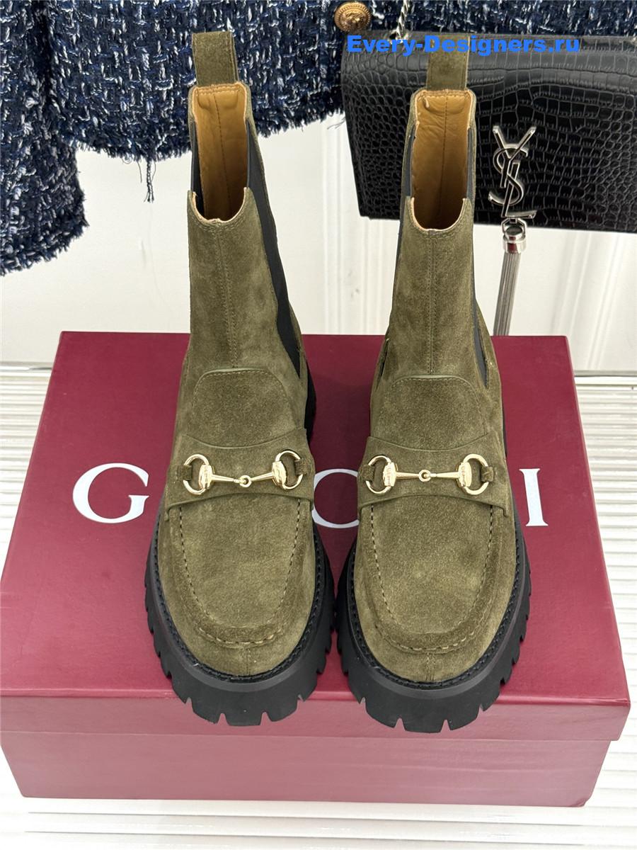 Gvc*1 green horsebit suede ankle boots