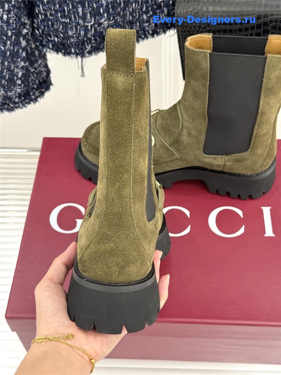 Gvc*1 green horsebit suede ankle boots