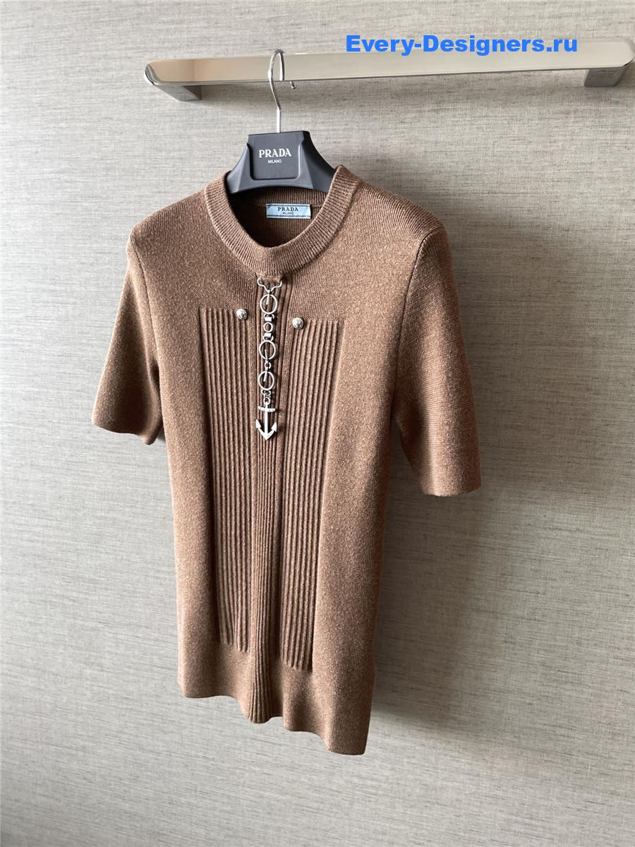 Pra*a anchor-detail ribbed knit sweater