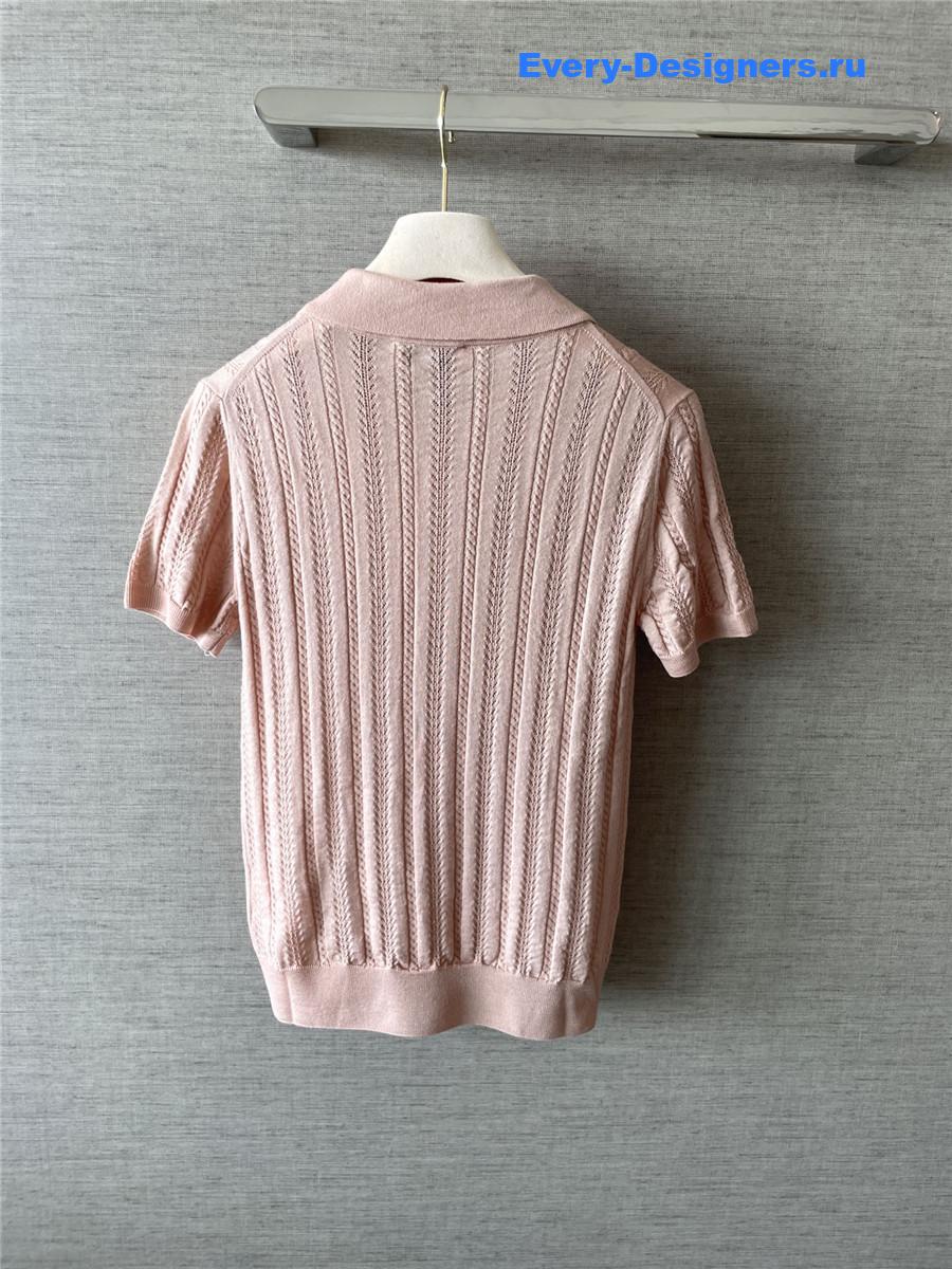 Miu Miu Powder Pink Cashmere Polo Sweater