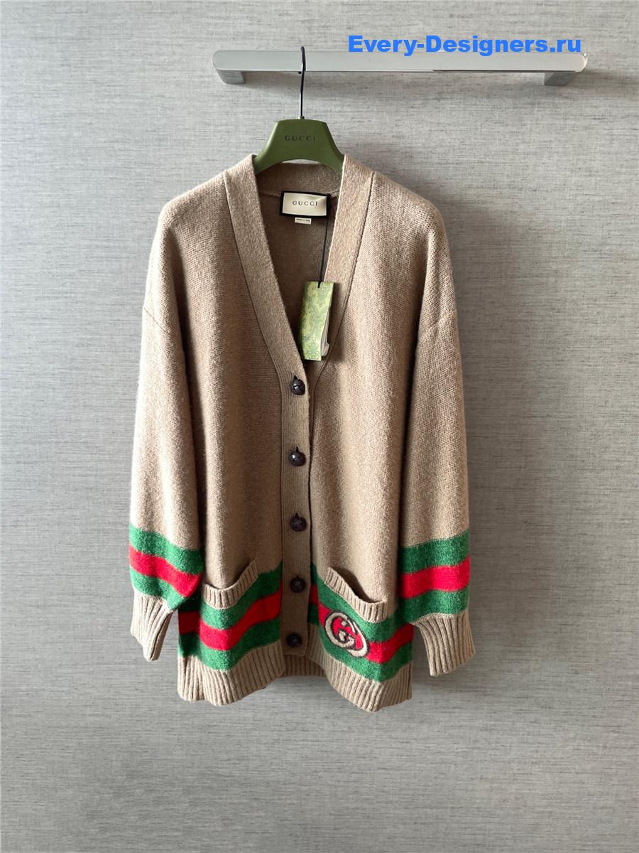 Gvc*1 brown interlocking g knitted cardigan