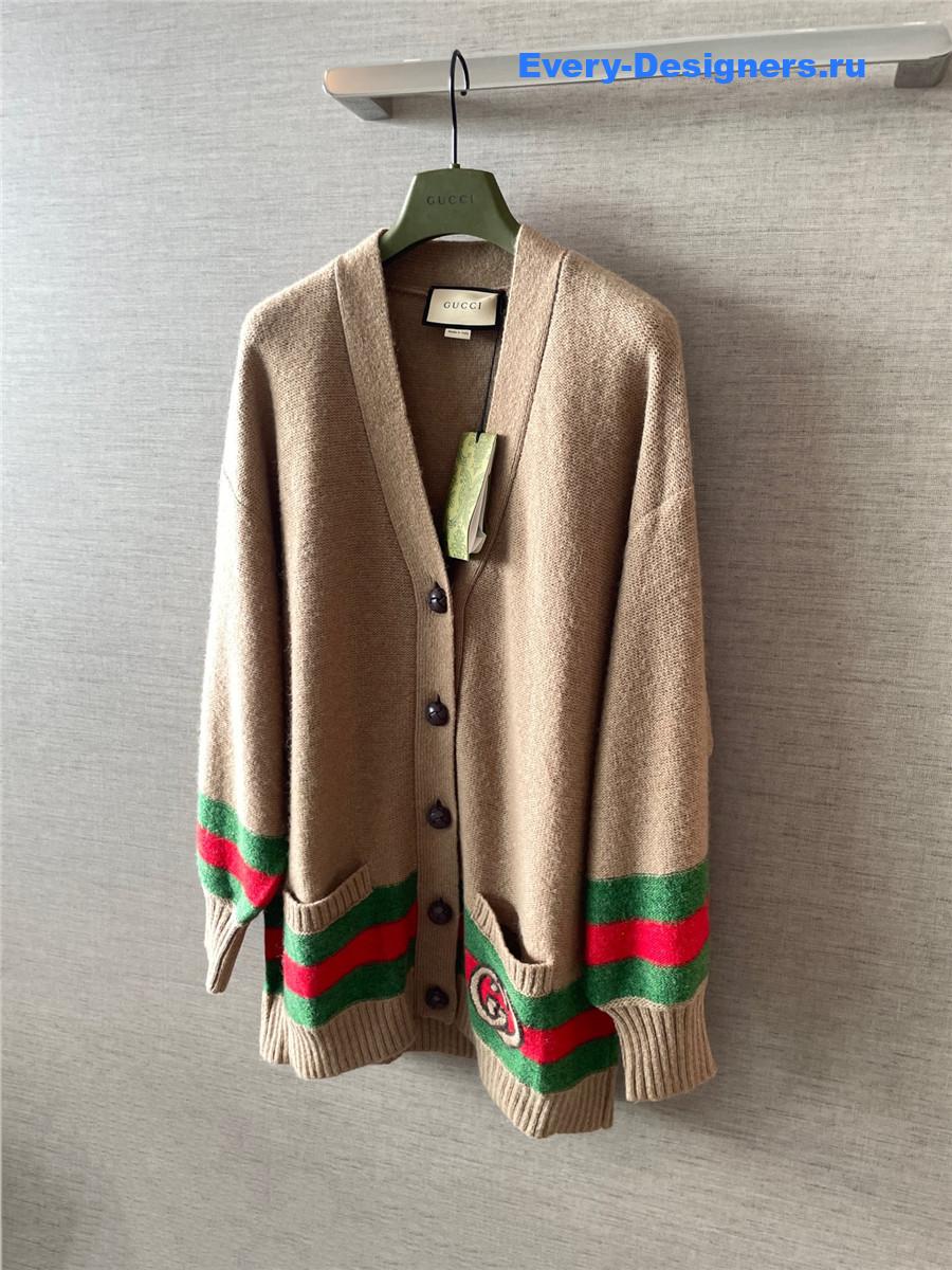 Gvc*1 brown interlocking g knitted cardigan