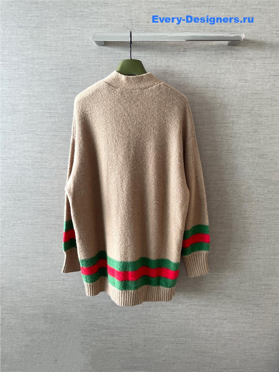 Gvc*1 brown interlocking g knitted cardigan