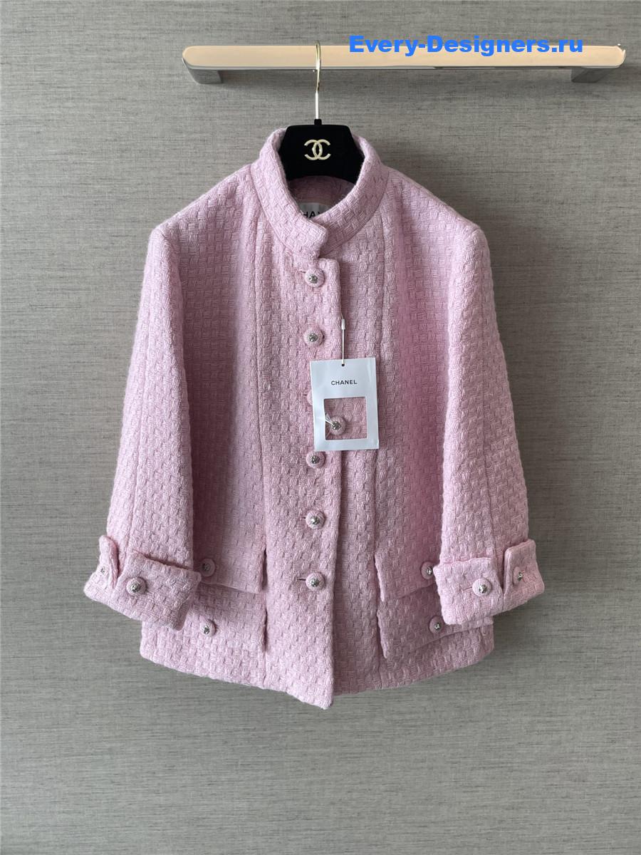 Ch**el stand collar pink coat