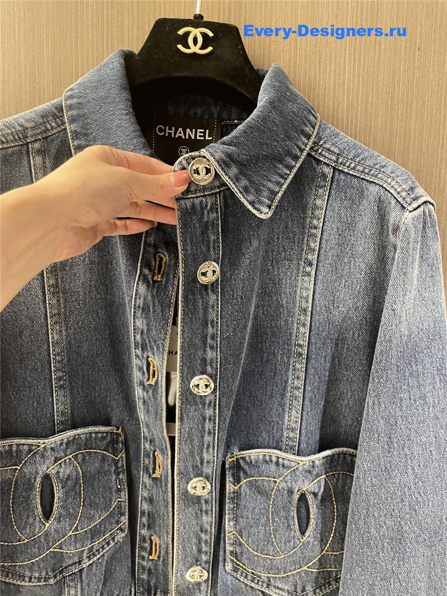 Ch**el cc interlocking blue denim jacket