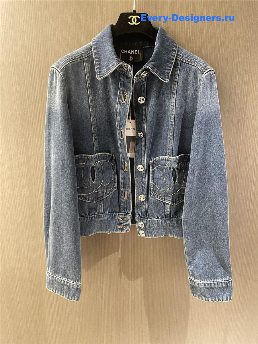 Ch**el cc interlocking blue denim jacket