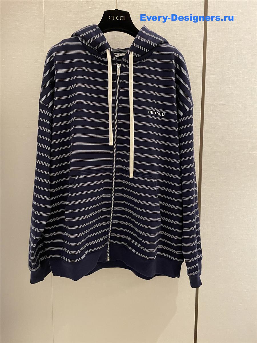 Miu Miu Blue Hooded Zip-up Sweatshirt