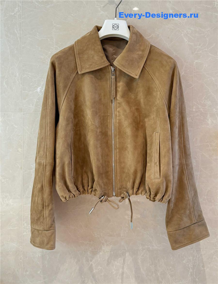 L0ew* brown suede leather balloon jacket