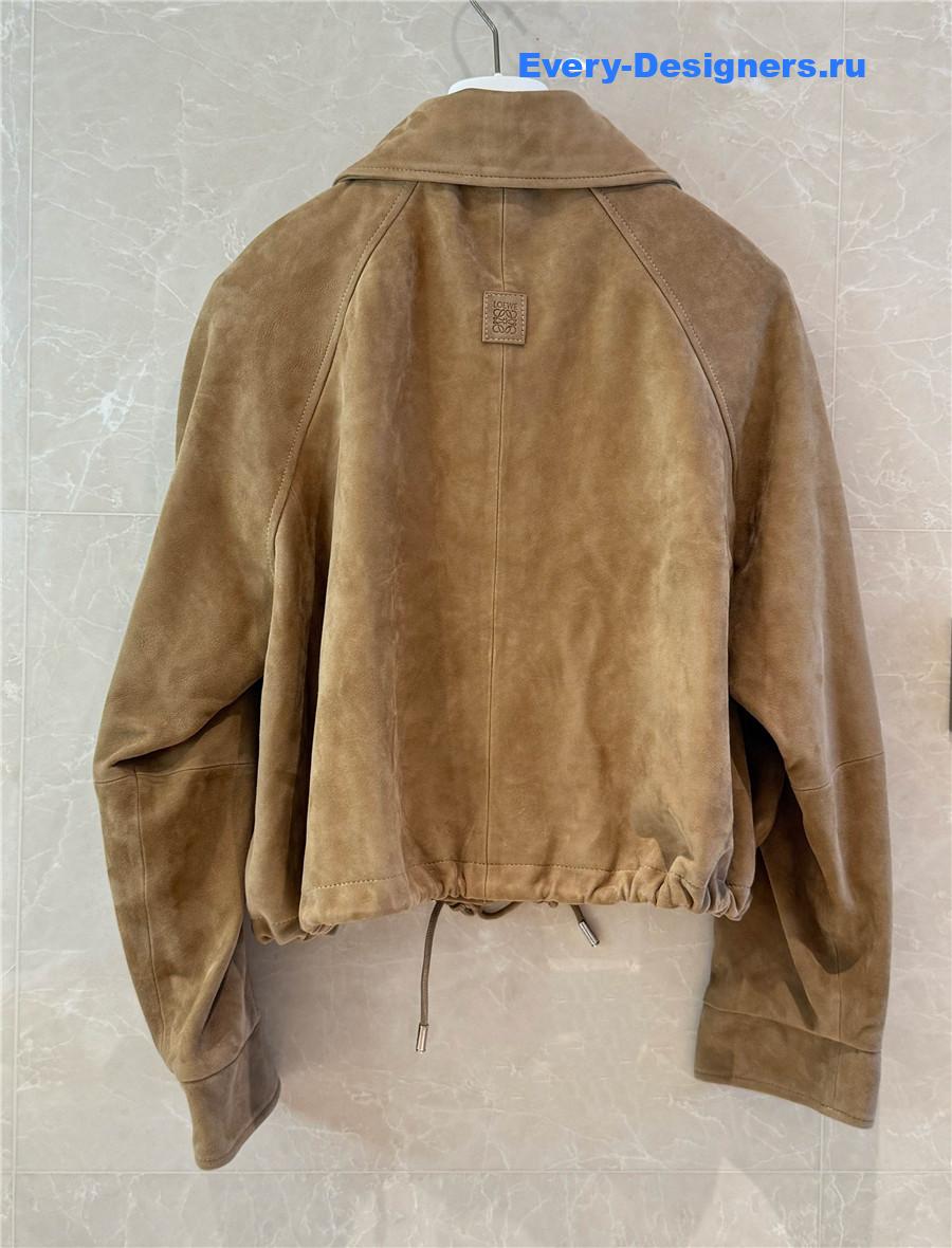 L0ew* brown suede leather balloon jacket