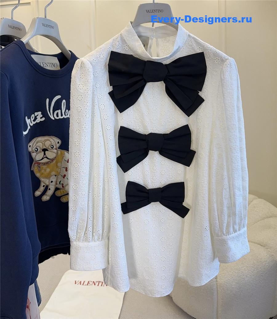 Va1e*ntin0 white embroidered bow shirt