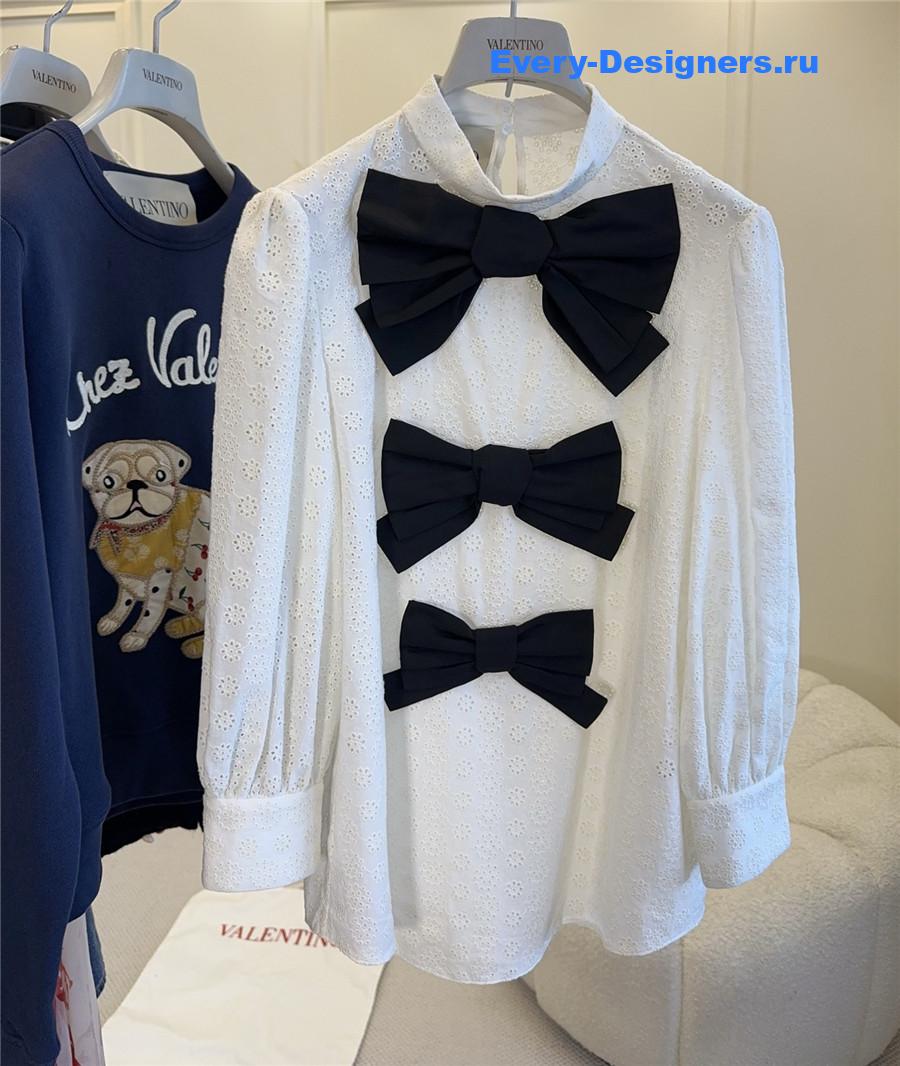 Va1e*ntin0 white embroidered bow shirt