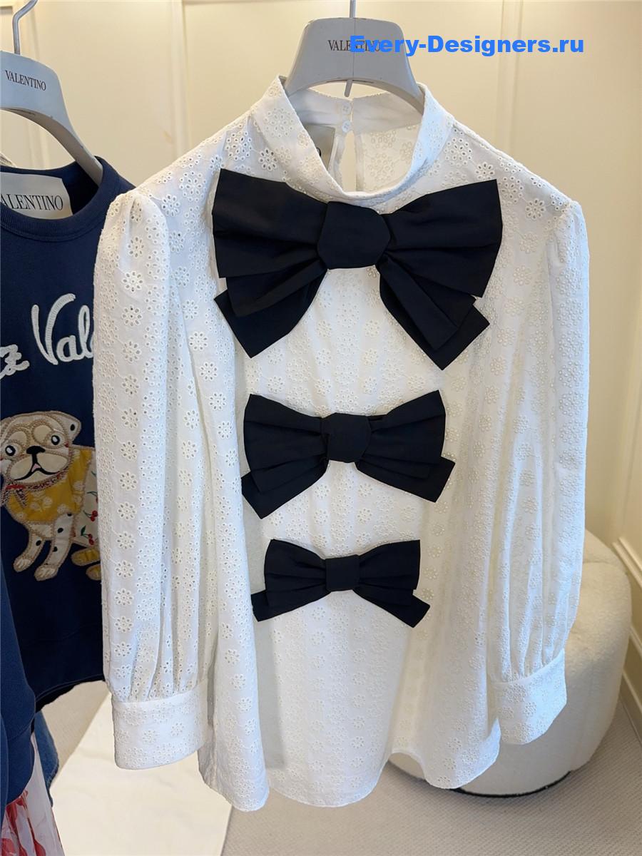 Va1e*ntin0 white embroidered bow shirt