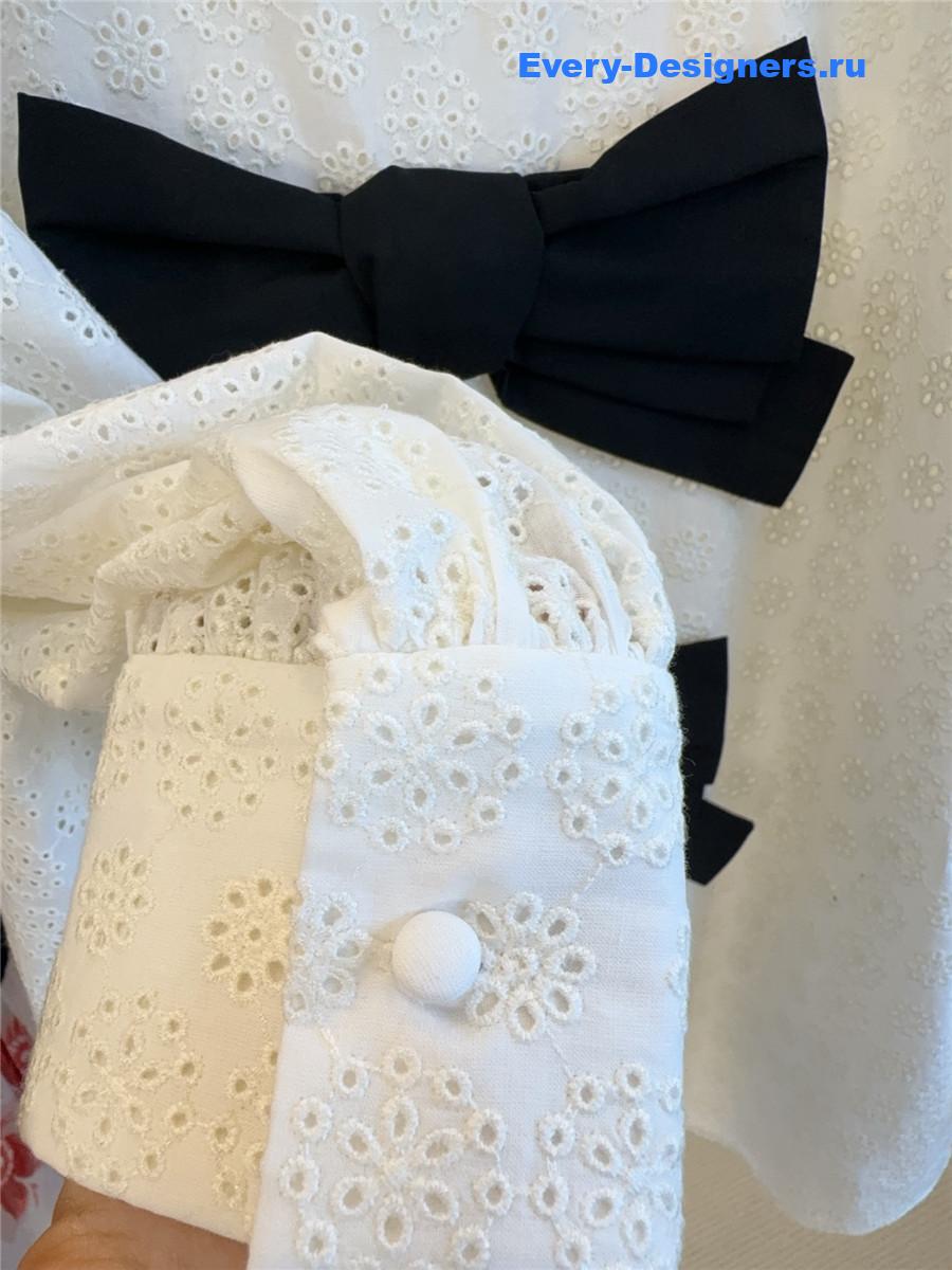 Va1e*ntin0 white embroidered bow shirt