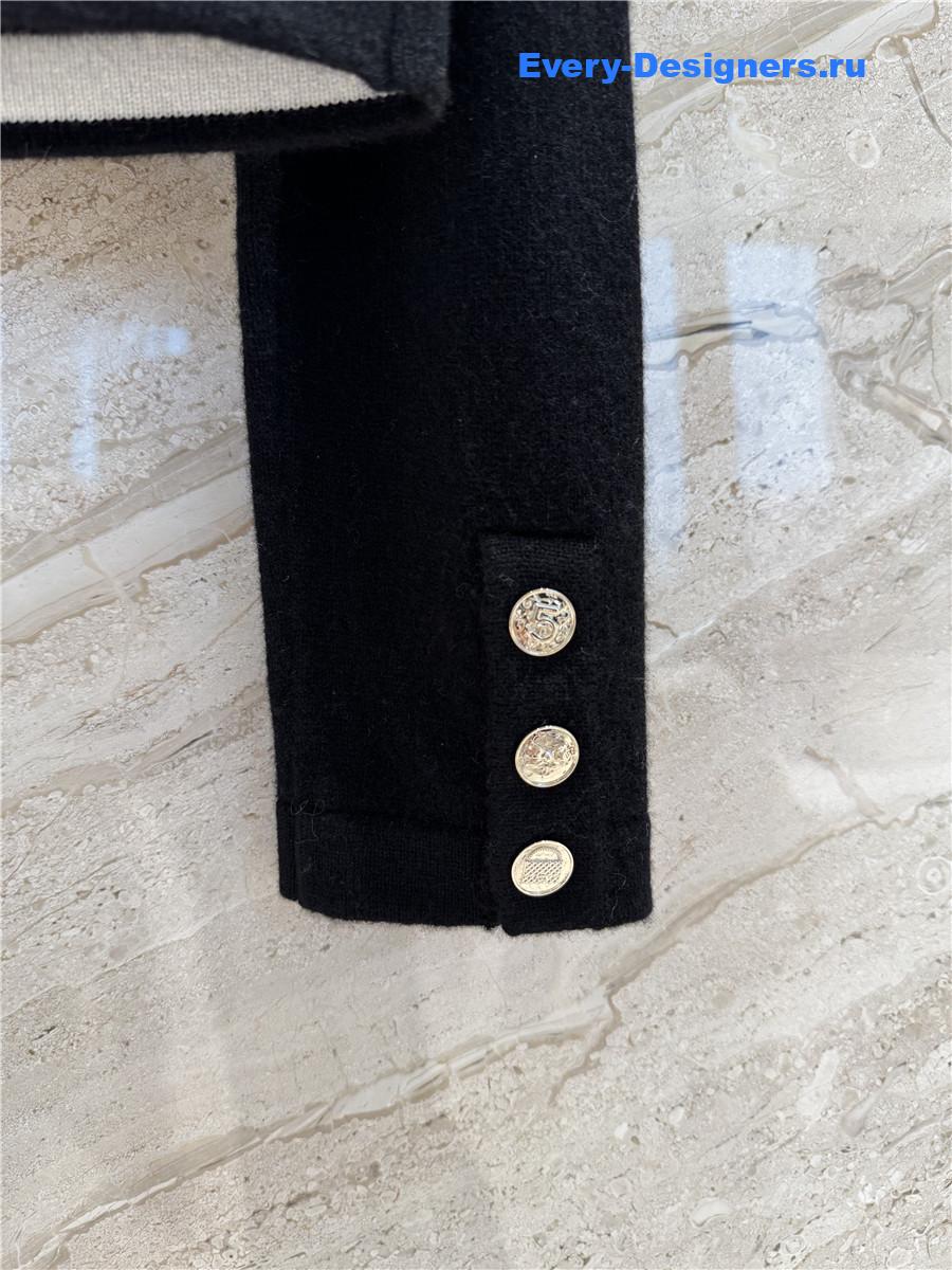 Ch**el collared black cashmere cardigan