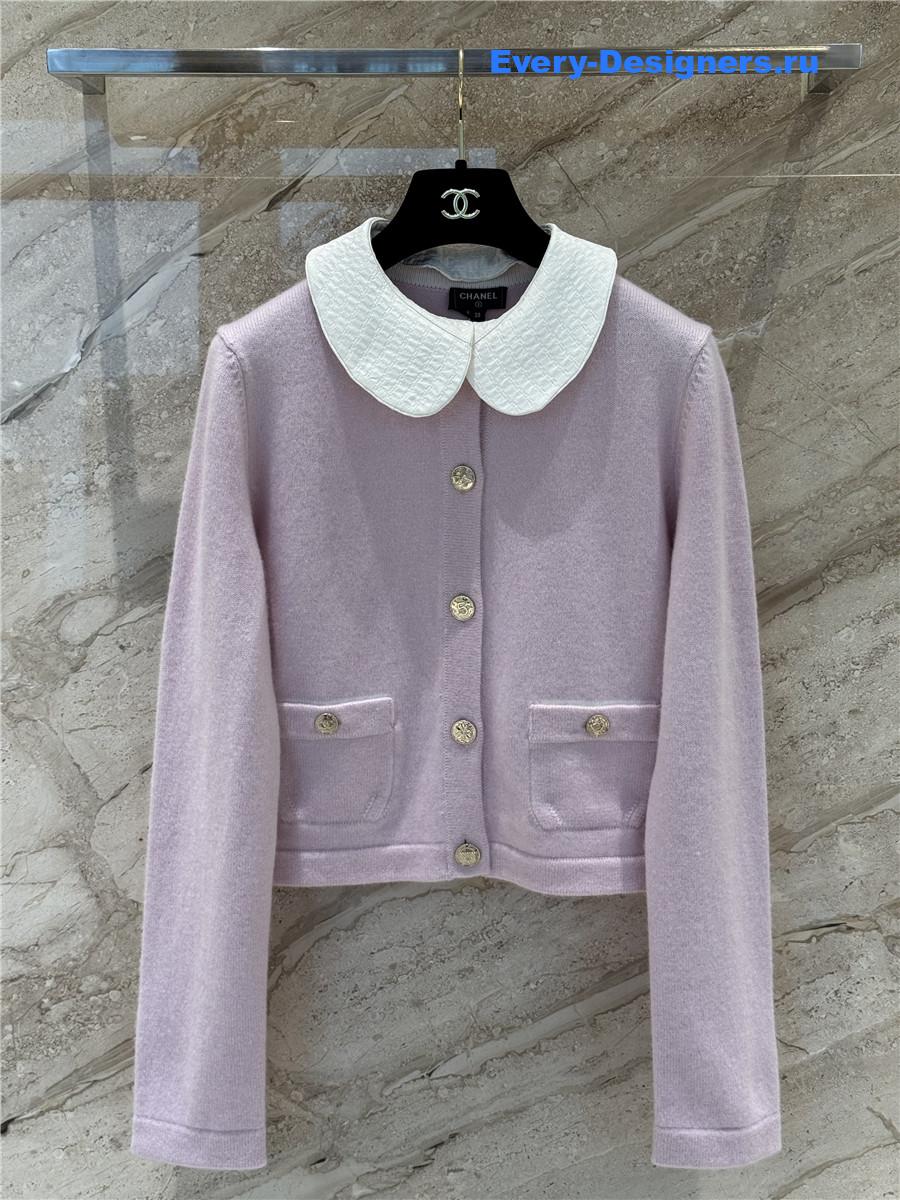 Ch**el collared pink cashmere cardigan