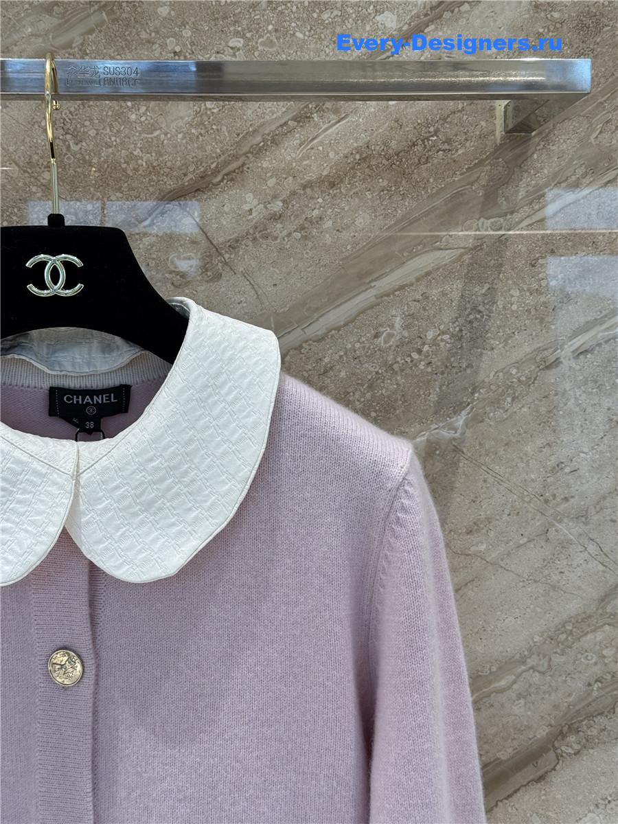 Ch**el collared pink cashmere cardigan