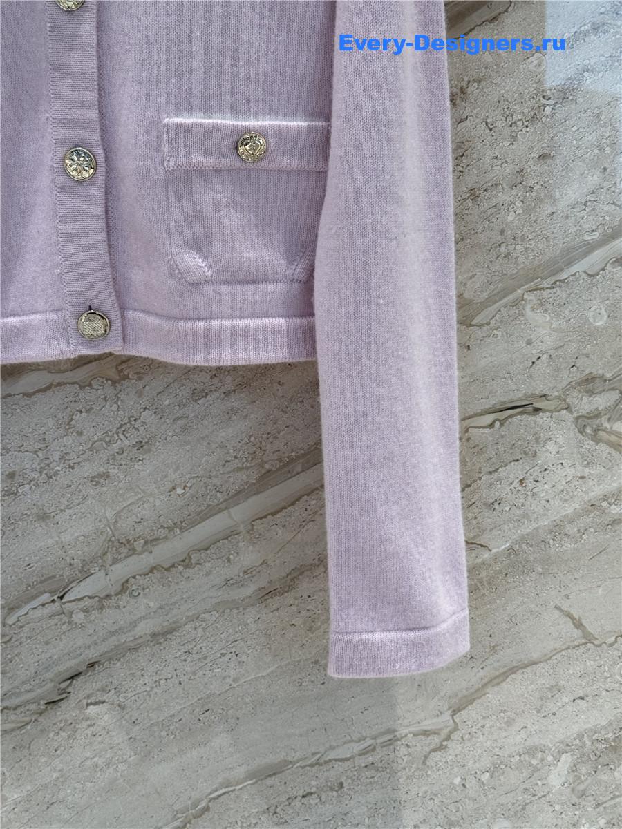 Ch**el collared pink cashmere cardigan