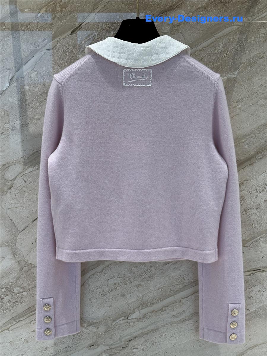 Ch**el collared pink cashmere cardigan