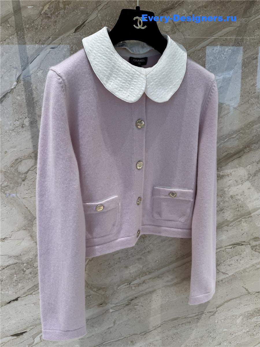 Ch**el collared pink cashmere cardigan