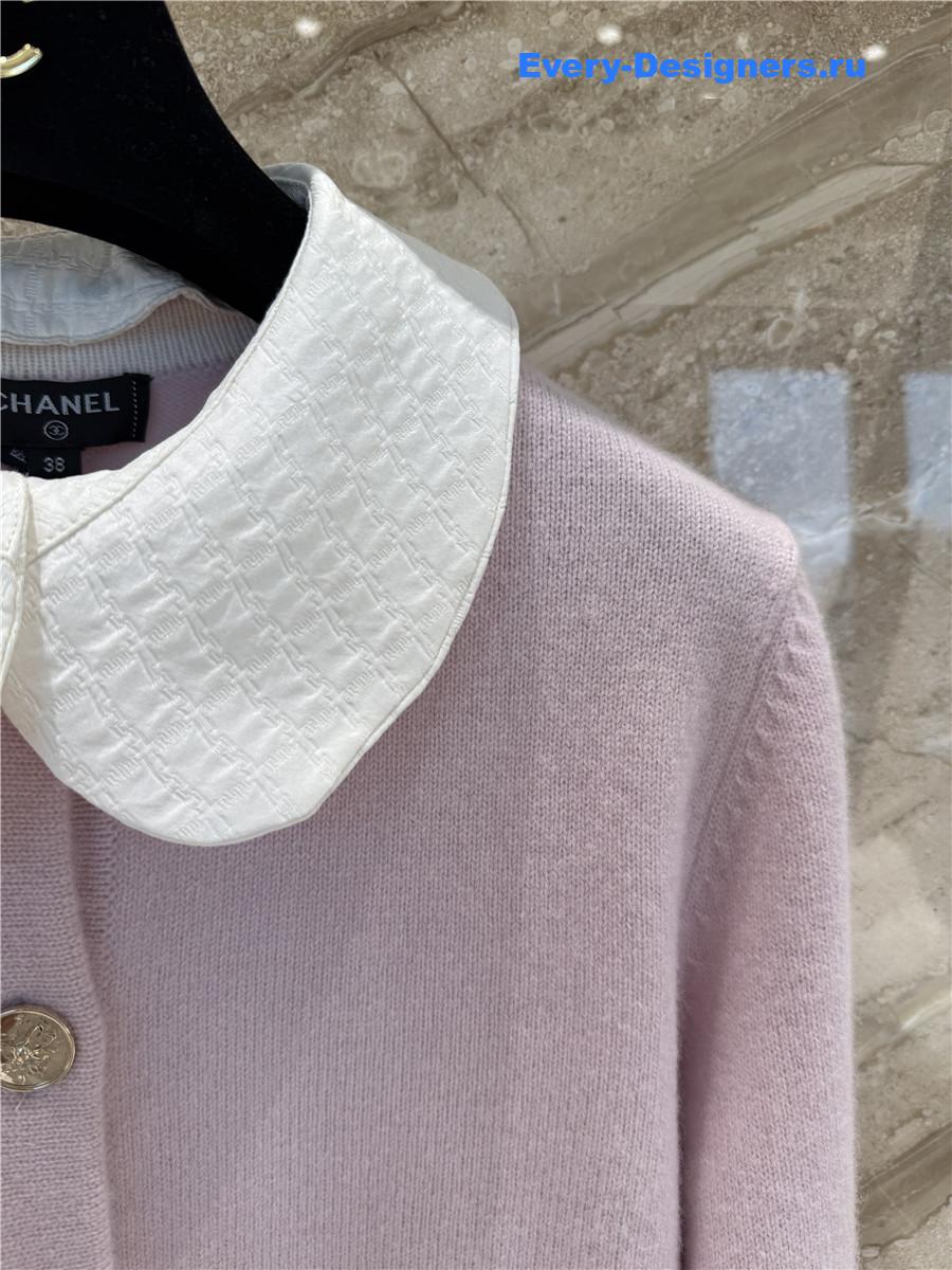 Ch**el collared pink cashmere cardigan
