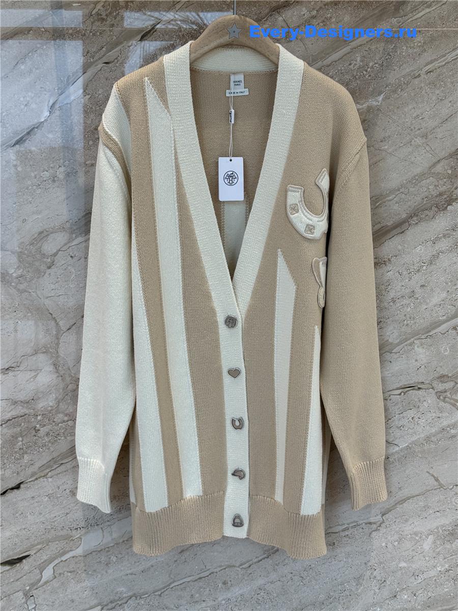H**me5 brown long-sleeve long cardigan