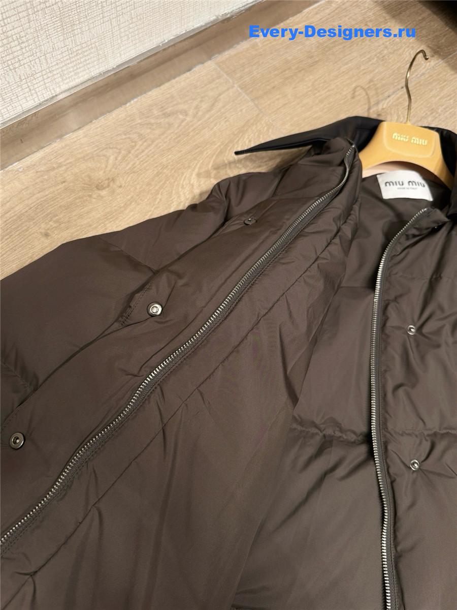 Miu Miu Ebony Technical Pongé Cropped Down Jacket