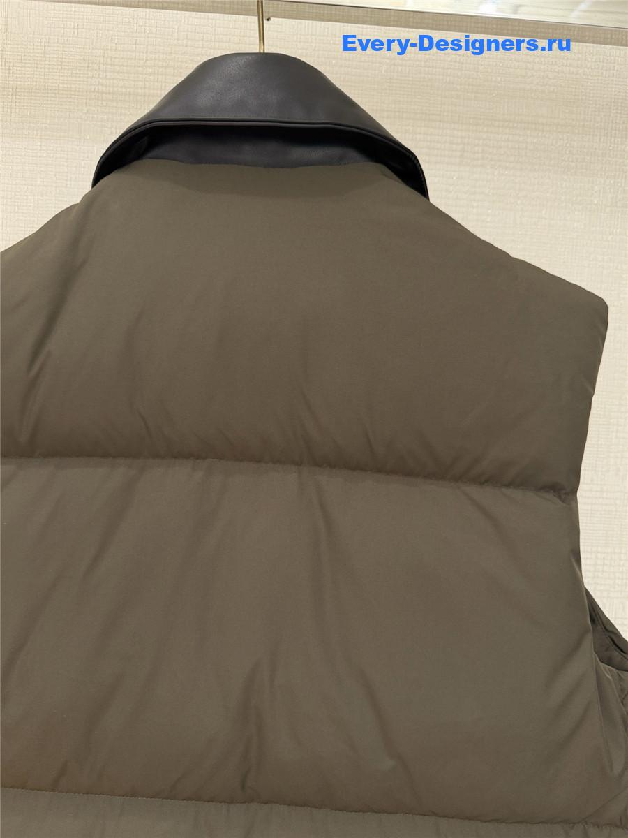 Miu Miu Military Green Technical Pongé Down Vest