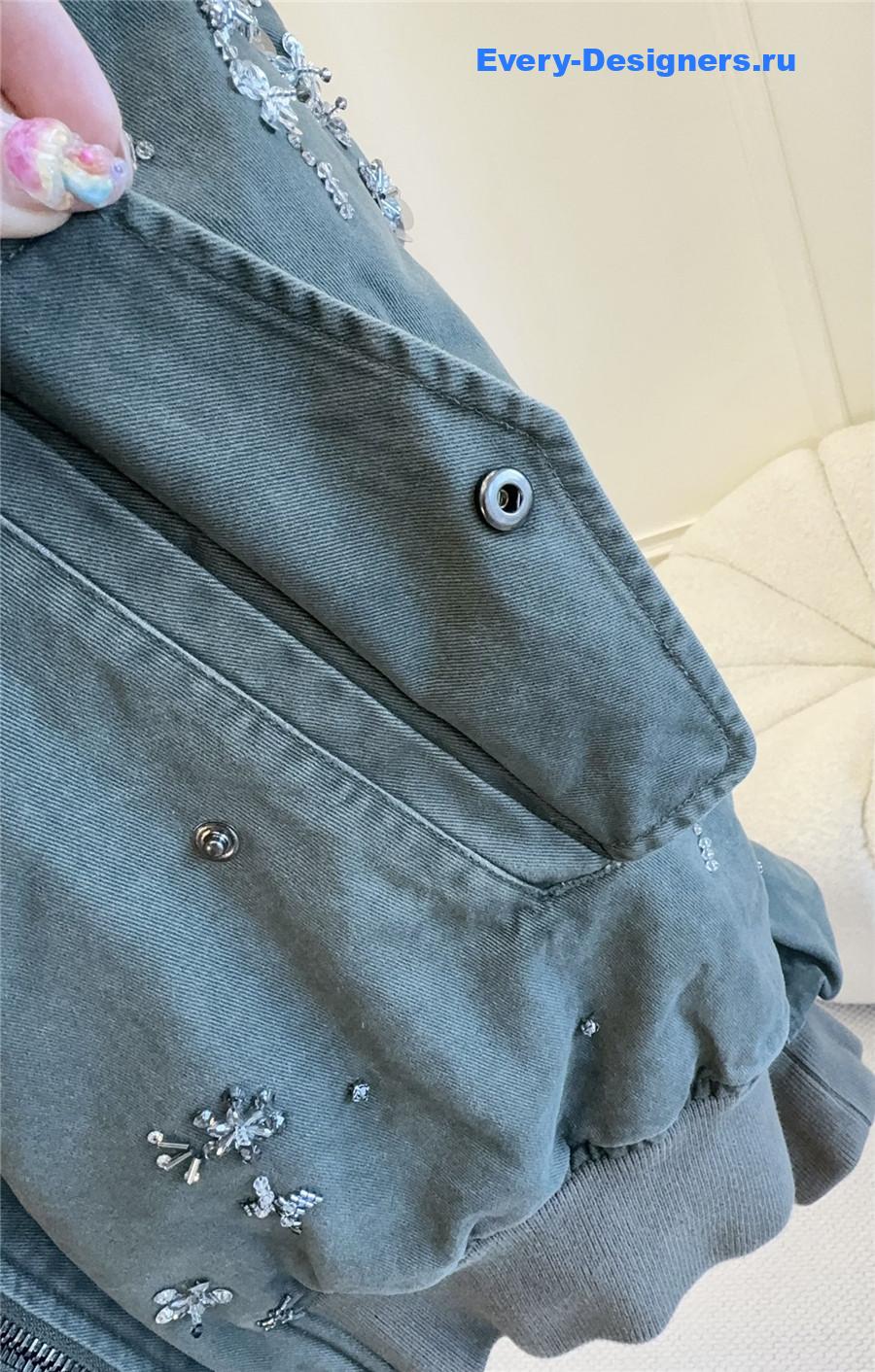 Miu Miu Grey Beaded Padded Jacket