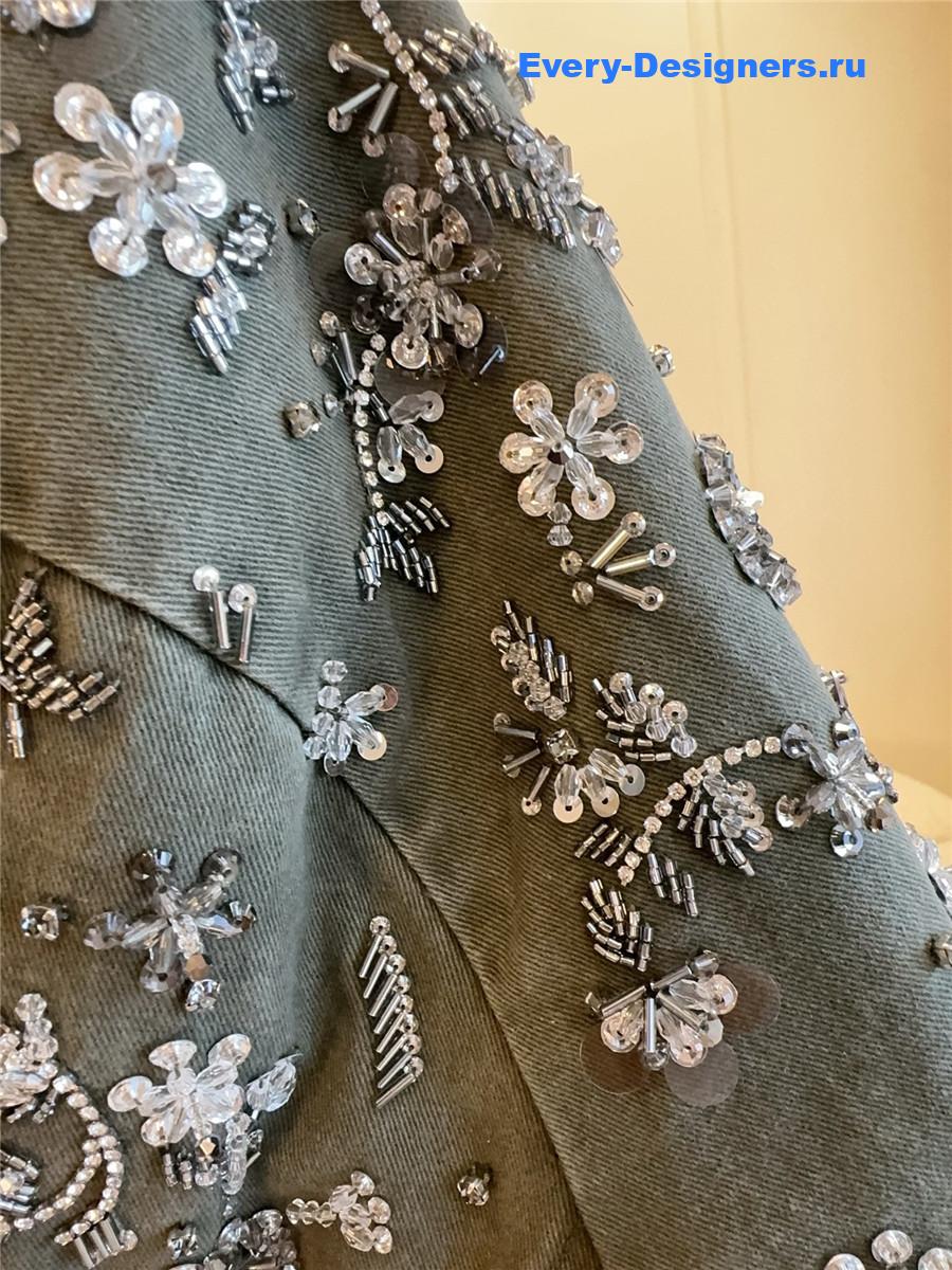 Miu Miu Grey Beaded Padded Jacket