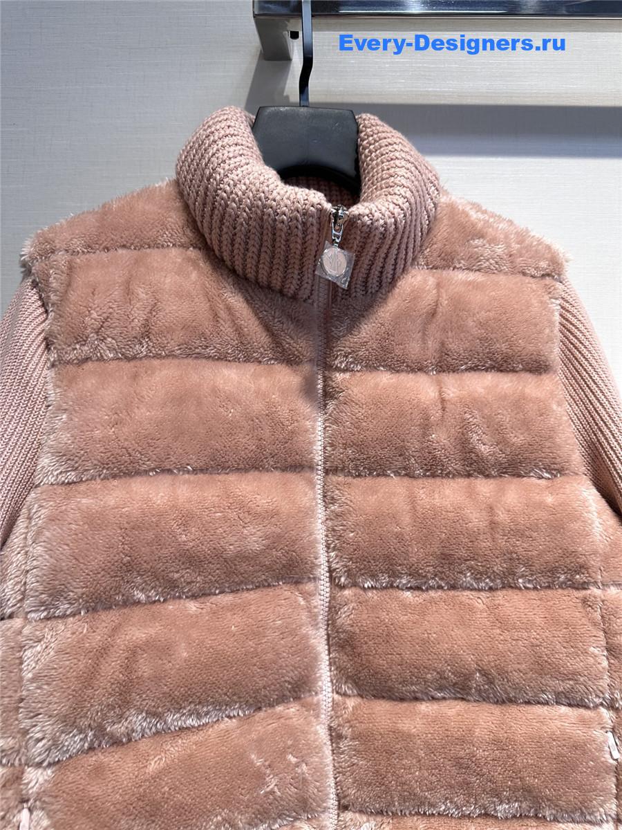 Moncler Pink Faux Fur Cardigan