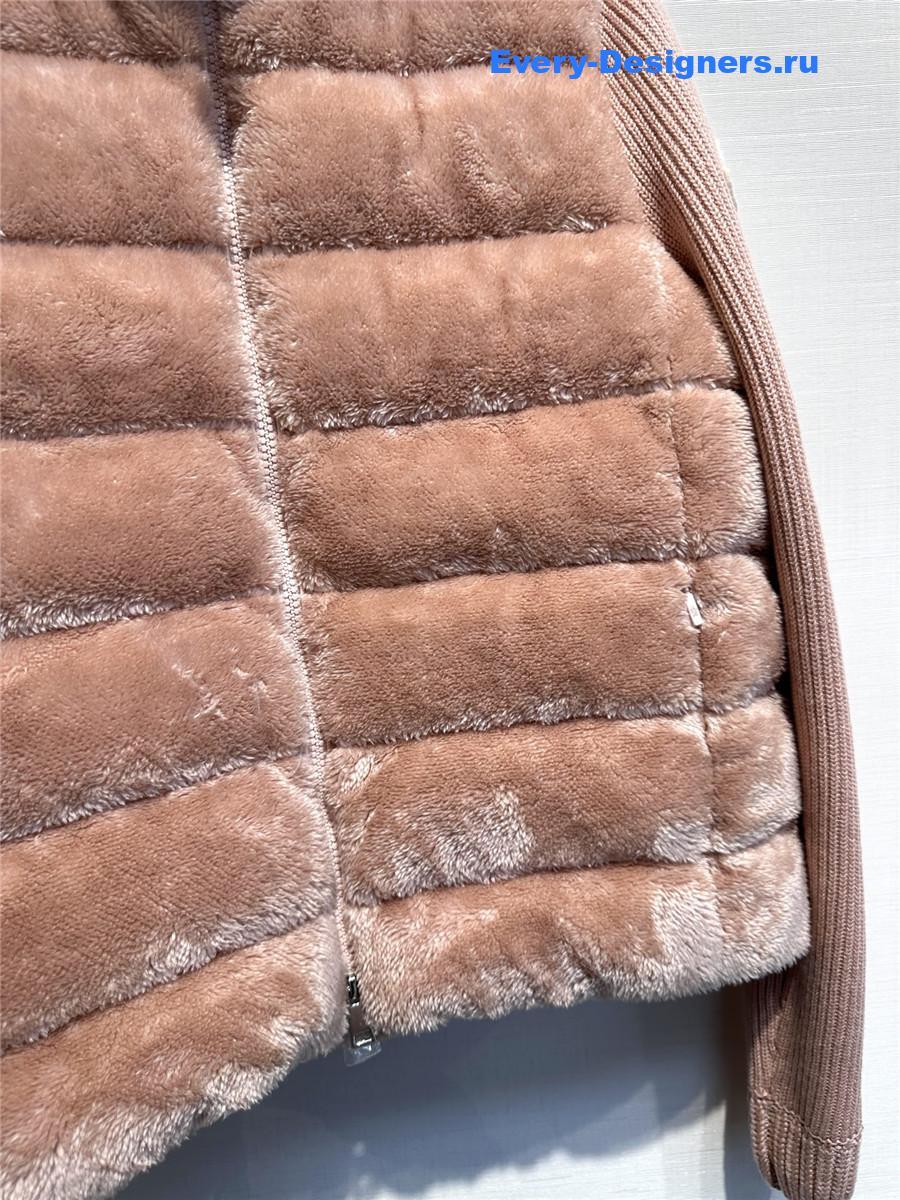 Moncler Pink Faux Fur Cardigan