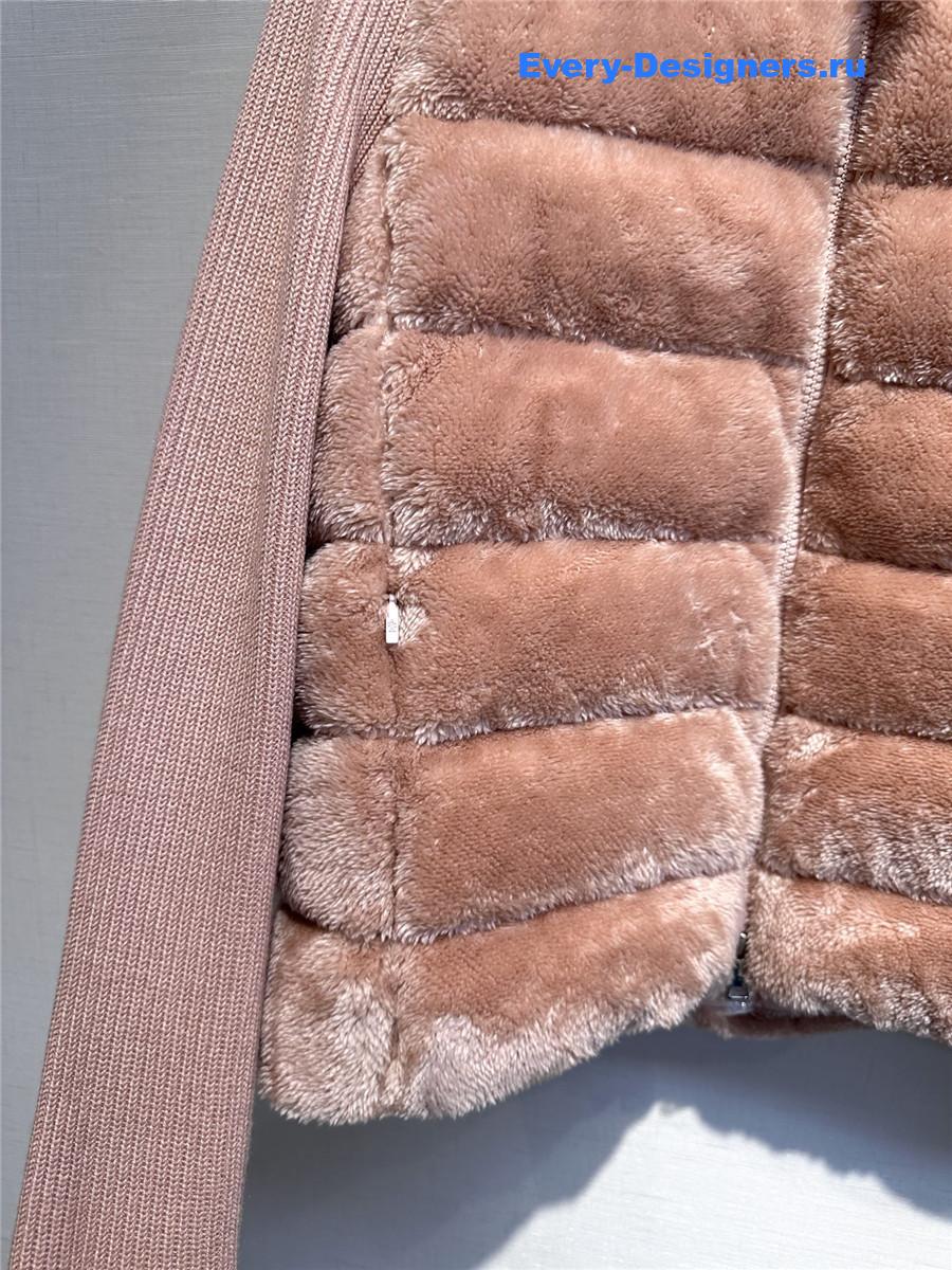Moncler Pink Faux Fur Cardigan