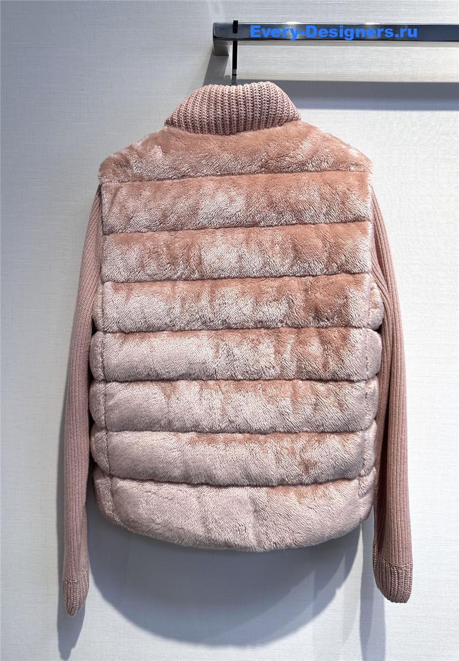 Moncler Pink Faux Fur Cardigan