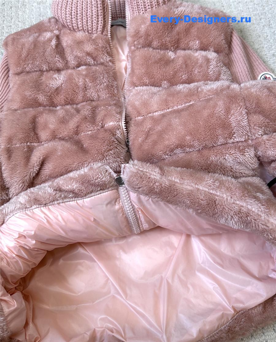 Moncler Pink Faux Fur Cardigan
