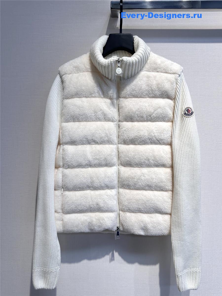 Moncler White Faux Fur Cardigan