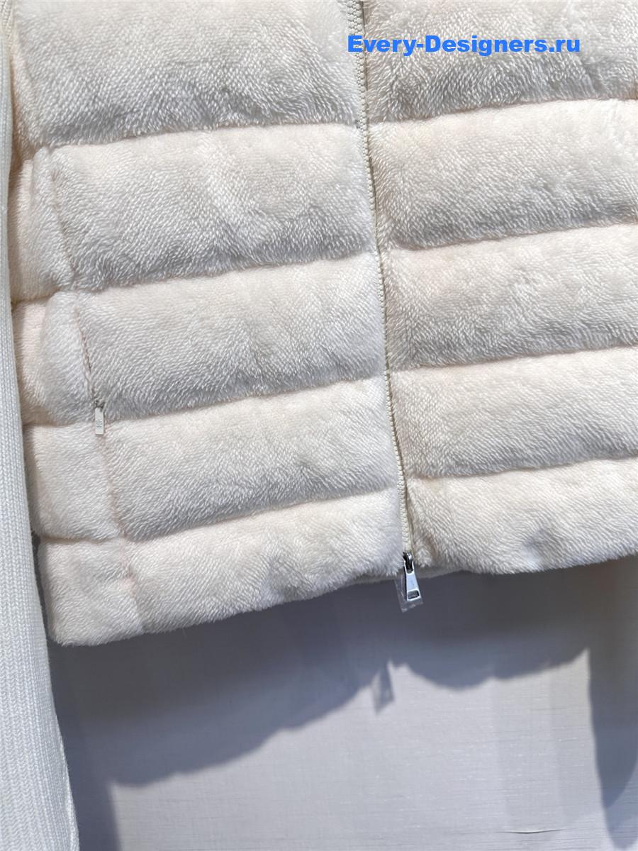 Moncler White Faux Fur Cardigan