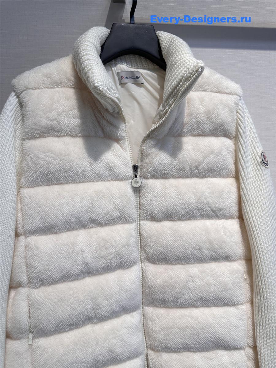Moncler White Faux Fur Cardigan