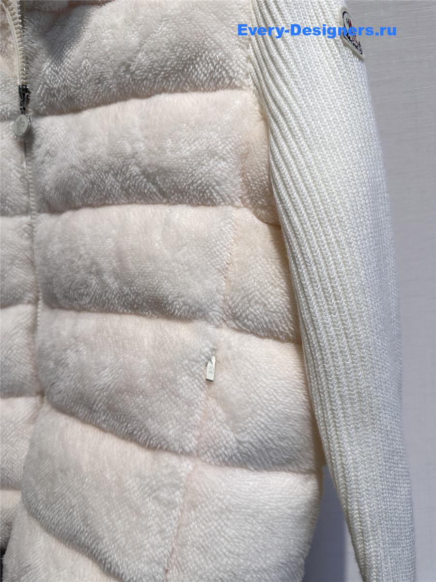 Moncler White Faux Fur Cardigan