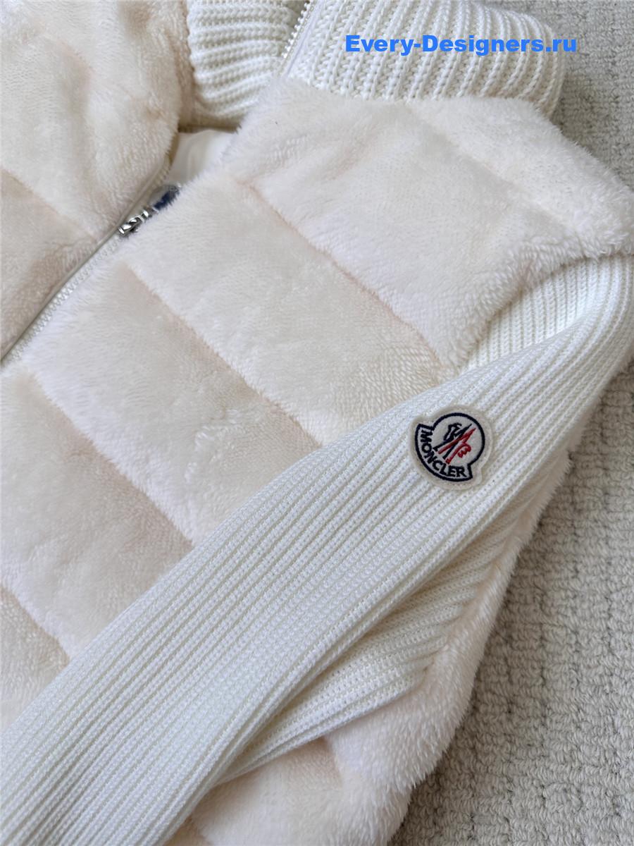 Moncler White Faux Fur Cardigan