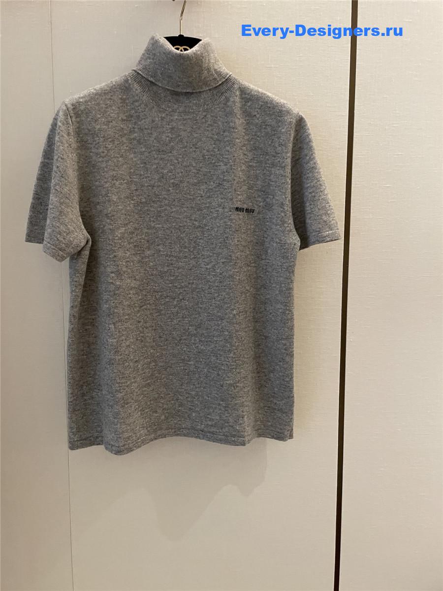 Miu Miu Grey Turtleneck Short Sleeves