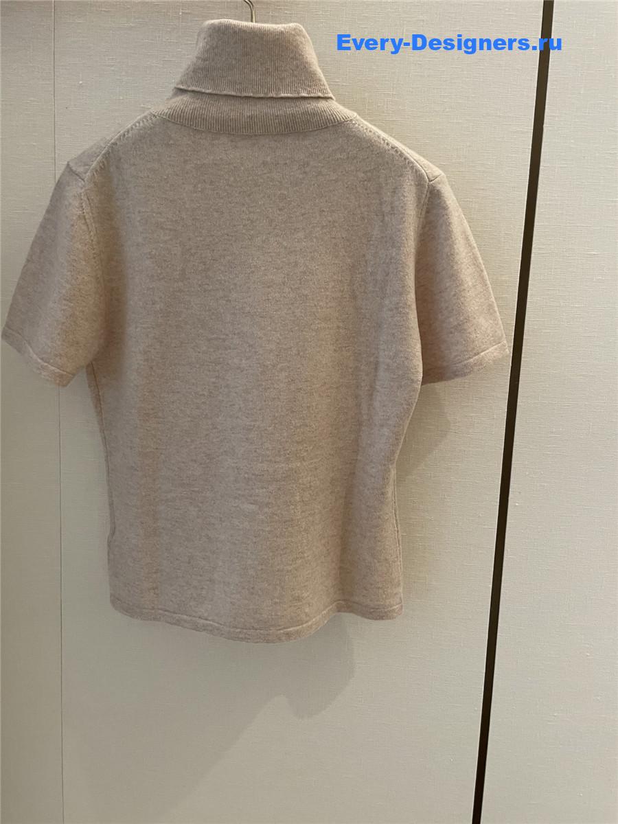 Miu Miu Beige Turtleneck Short Sleeves