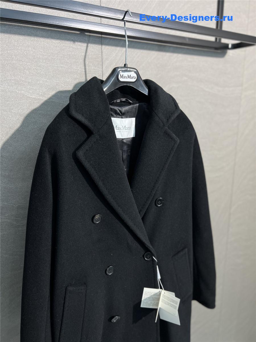 Max Mara Black Cashmere Rebus Coat