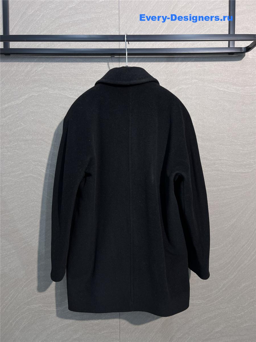 Max Mara Black Cashmere Rebus Coat