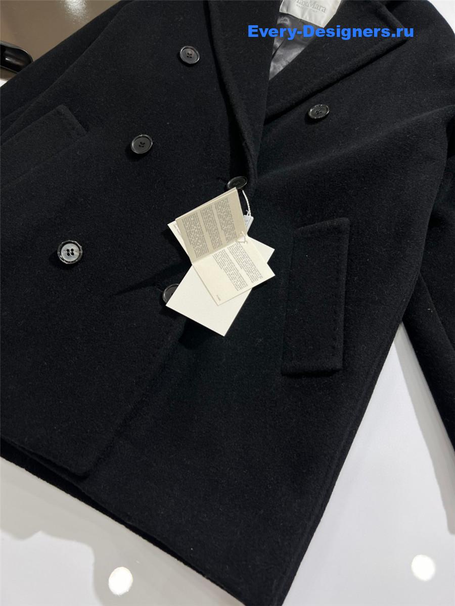 Max Mara Black Cashmere Rebus Coat