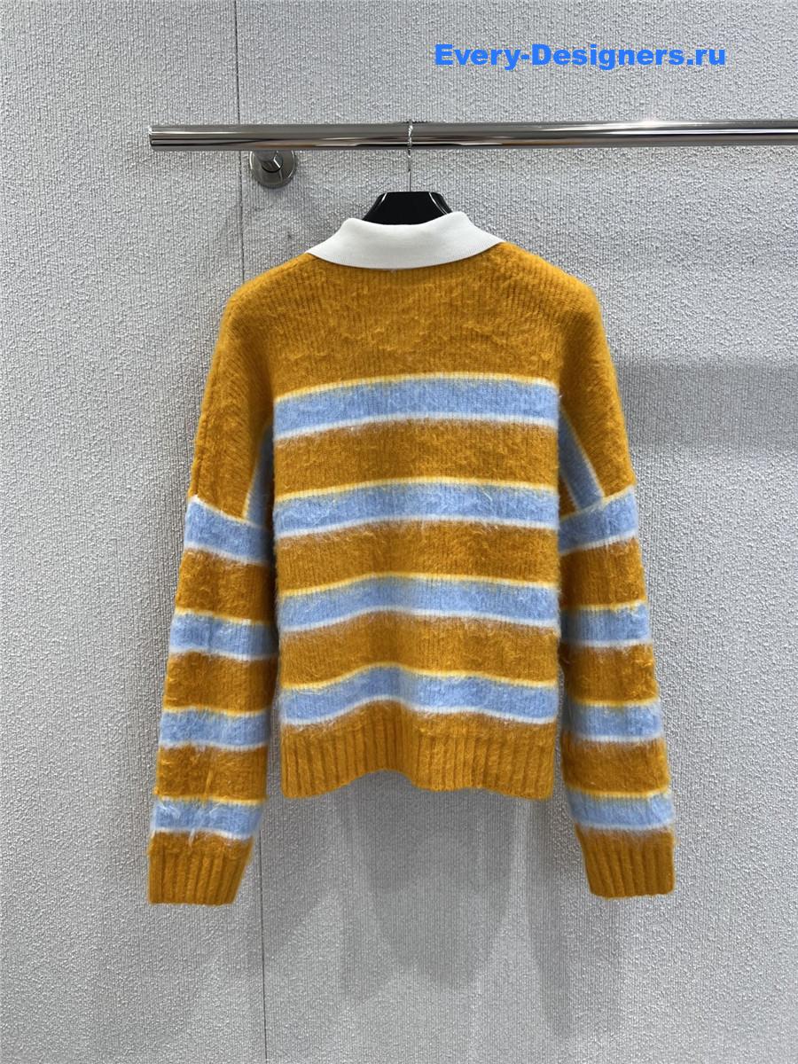 Ce1i*e yellow striped cotton blend crew-neck sweater