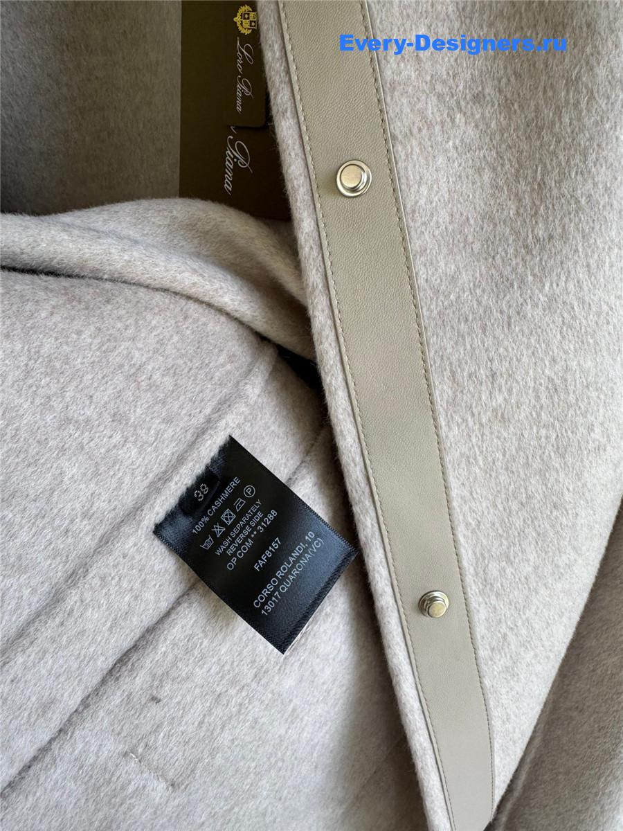 L0r0 P1ana grey mink collar cashmere coat